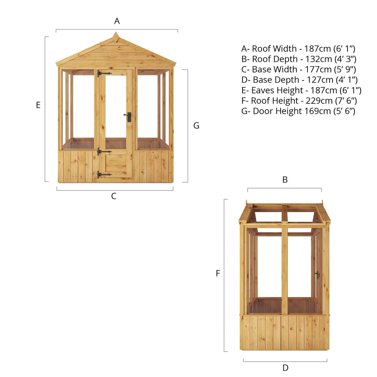 Mercia 6 x 4 Woodsman Apex Greenhouse - Glass