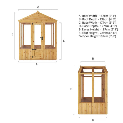 Mercia 6 x 4 Woodsman Apex Greenhouse - Glass