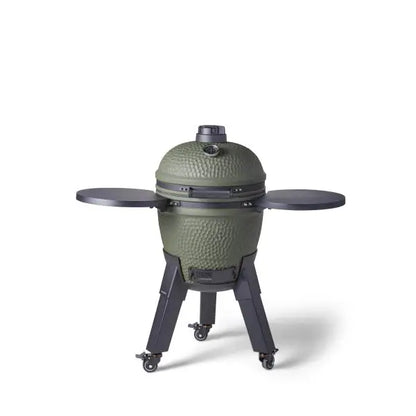 Moddern Kamado Olive Green Aluminum base + Black legs with wheels and side-shelves