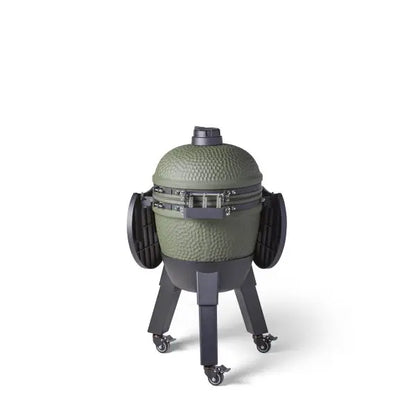 Moddern Kamado Olive Green Aluminum base + Black legs with wheels and side-shelves