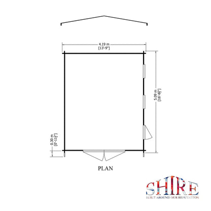 Shire Bradenham 14x17 Log Cabin (34mm - 70mm Logs)