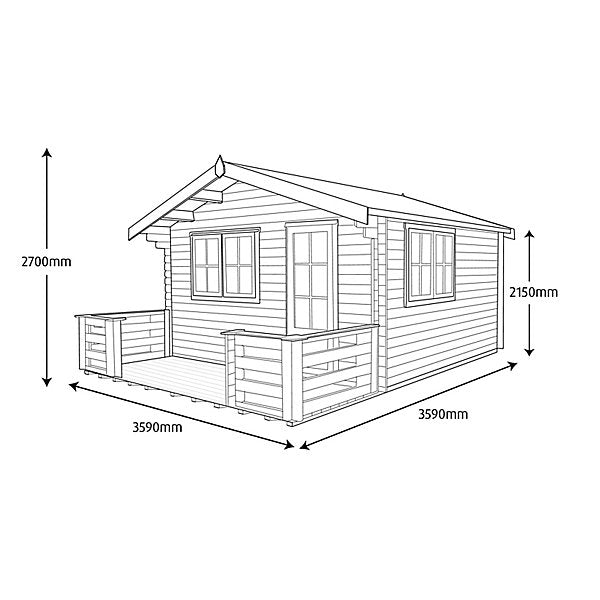 Shire Kinver 12Gx12 Log Cabin (28mm - 70mm Logs)