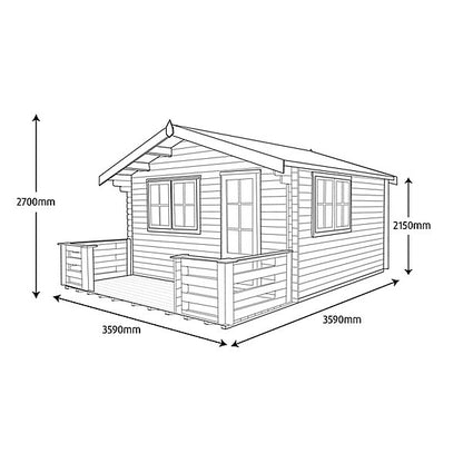 Shire Kinver 12Gx12 Log Cabin (28mm - 70mm Logs)