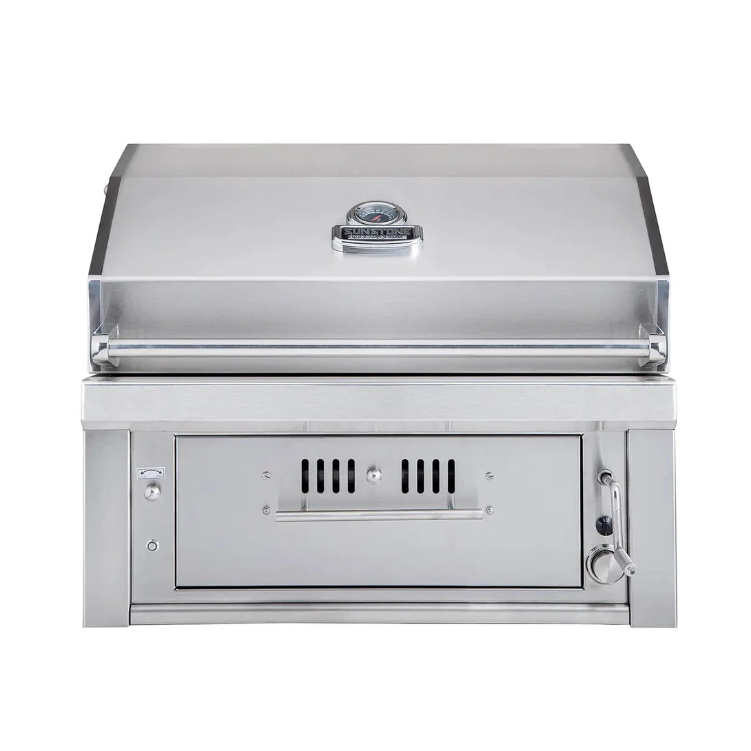 Charcoal & Wood Hybrid Single Zone Grill with Gas Ignition – 304 Stainless Steel BBQ