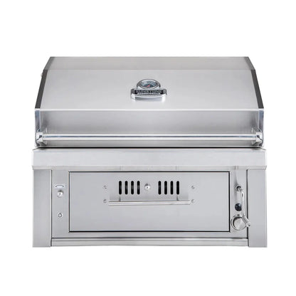 Charcoal & Wood Hybrid Single Zone Grill with Gas Ignition – 304 Stainless Steel BBQ