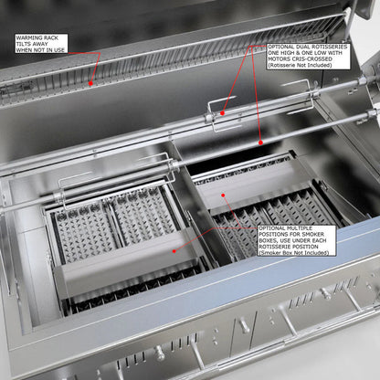 Charcoal & Wood Hybrid Dual Zone Grill with Gas Ignition – 304 Stainless Steel BBQ