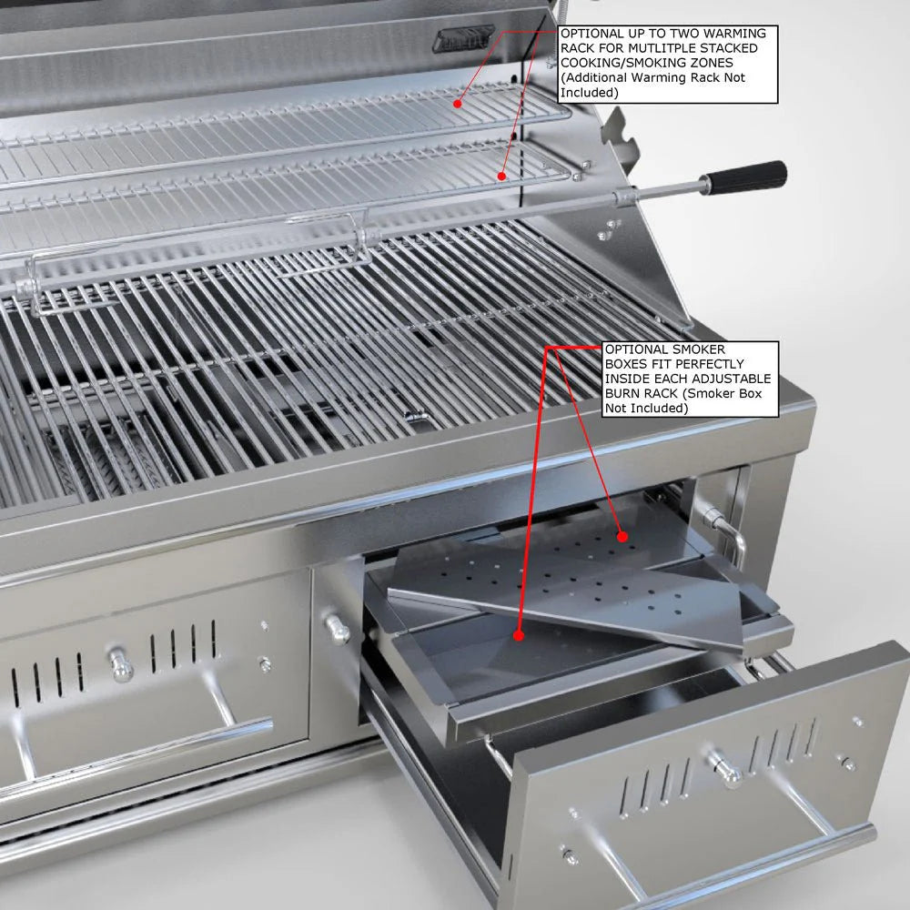 Charcoal & Wood Hybrid Dual Zone Grill with Gas Ignition – 304 Stainless Steel BBQ