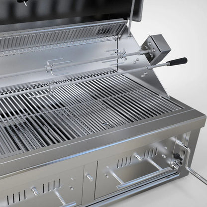 Charcoal & Wood Hybrid Dual Zone Grill with Gas Ignition – 304 Stainless Steel BBQ