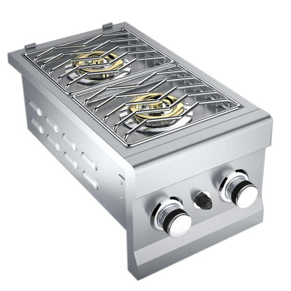 Sunstone Double Slide-In Side Burner – 304 Stainless Steel Dual Gas Burners