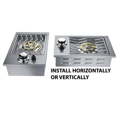 Sunstone Single Drop-In Side Burner – 304 Stainless Steel Outdoor Gas Side Burner,