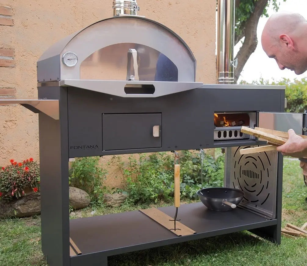 Fontana Pizza & Cucina Anthracite Outdoor Wood-Fired Oven & BBQ