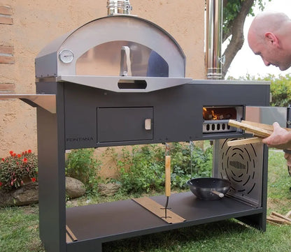 Fontana Pizza & Cucina Anthracite Outdoor Wood-Fired Oven & BBQ