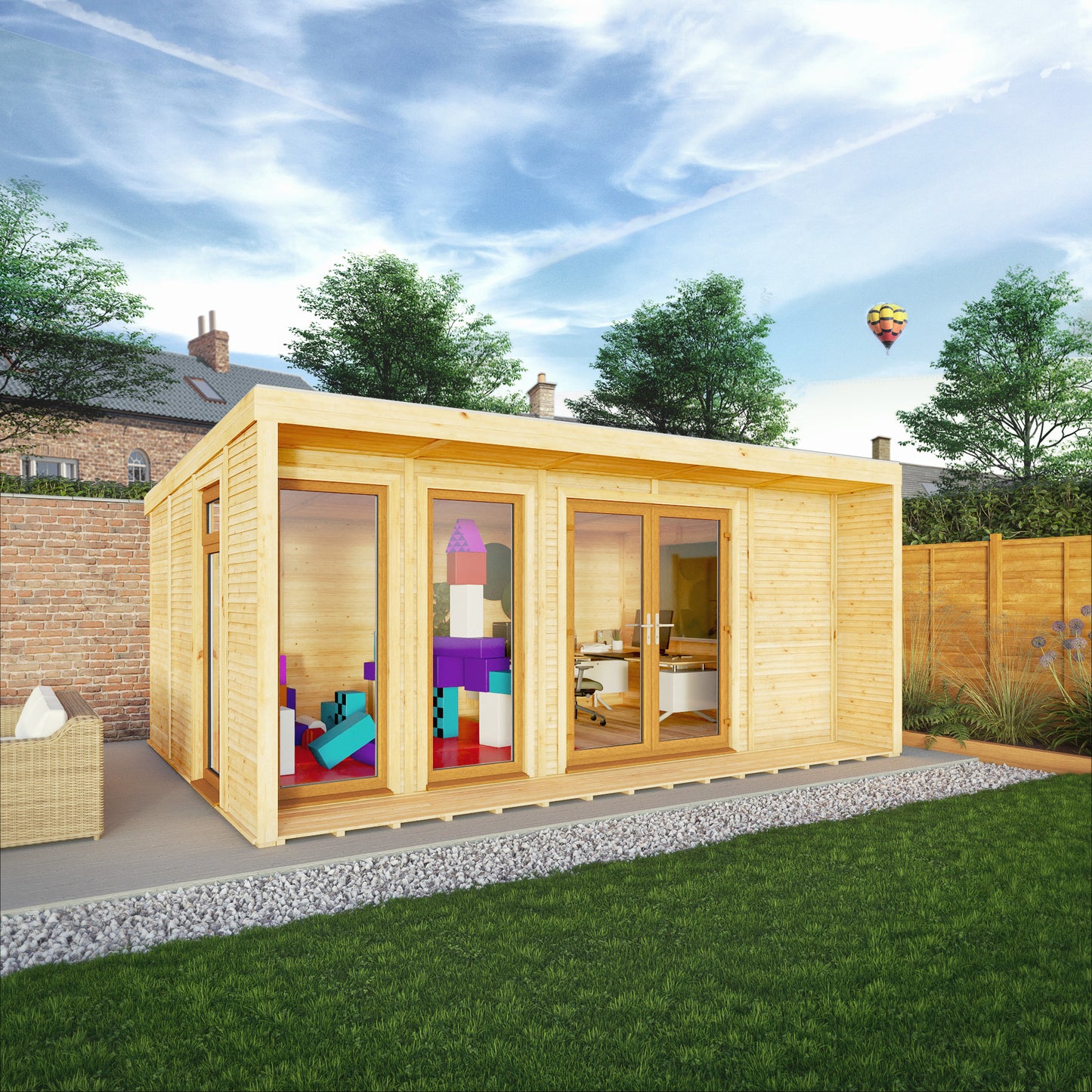 Mercia Sherwood Harlow 5m x 3m Insulated Garden Room - (UPVC Windows & Doors) - Oak