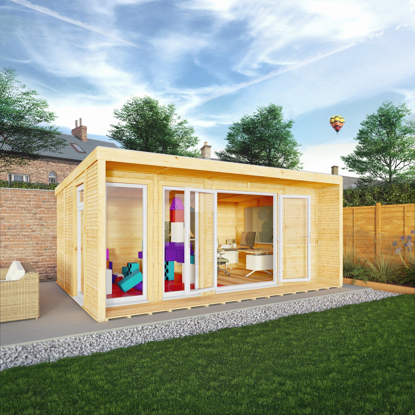 Mercia Sherwood Harlow 5m x 3m Insulated Garden Room - (UPVC Windows & Doors) - White