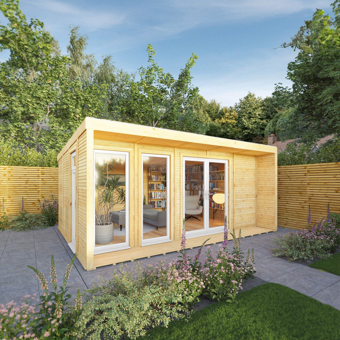 Mercia Sherwood Cresswell 5m x 3m Insulated Garden Room - (UPVC Windows & Doors) - White