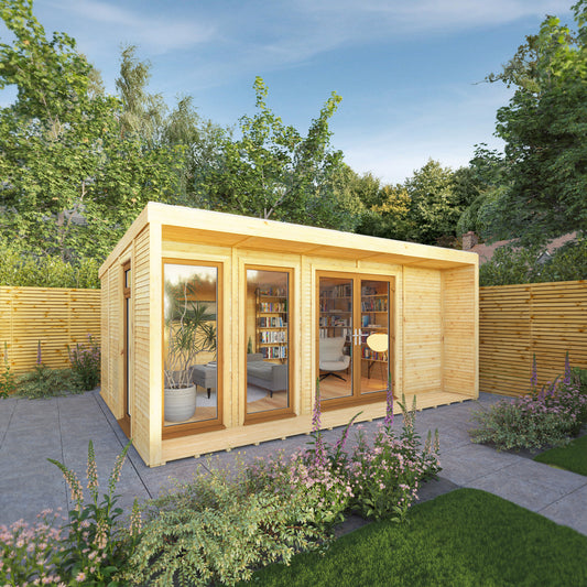 Mercia Sherwood Harlow 5m x 3m Insulated Garden Room - (UPVC Windows & Doors) - Oak