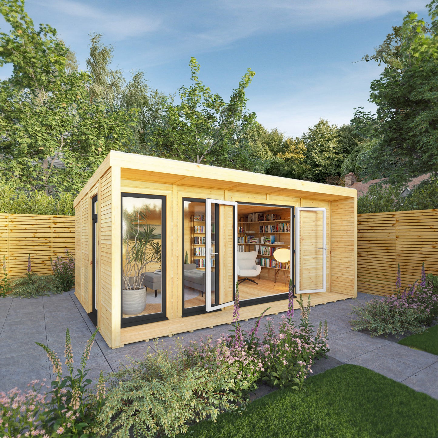 Mercia Sherwood Cresswell 5m x 3m Insulated Garden Room - (UPVC Windows & Doors) - Grey