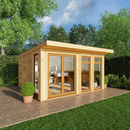 Mercia Sherwood Edwinstowe 4m x 4m Insulated Garden Room - (UPVC Windows & Doors) - Oak