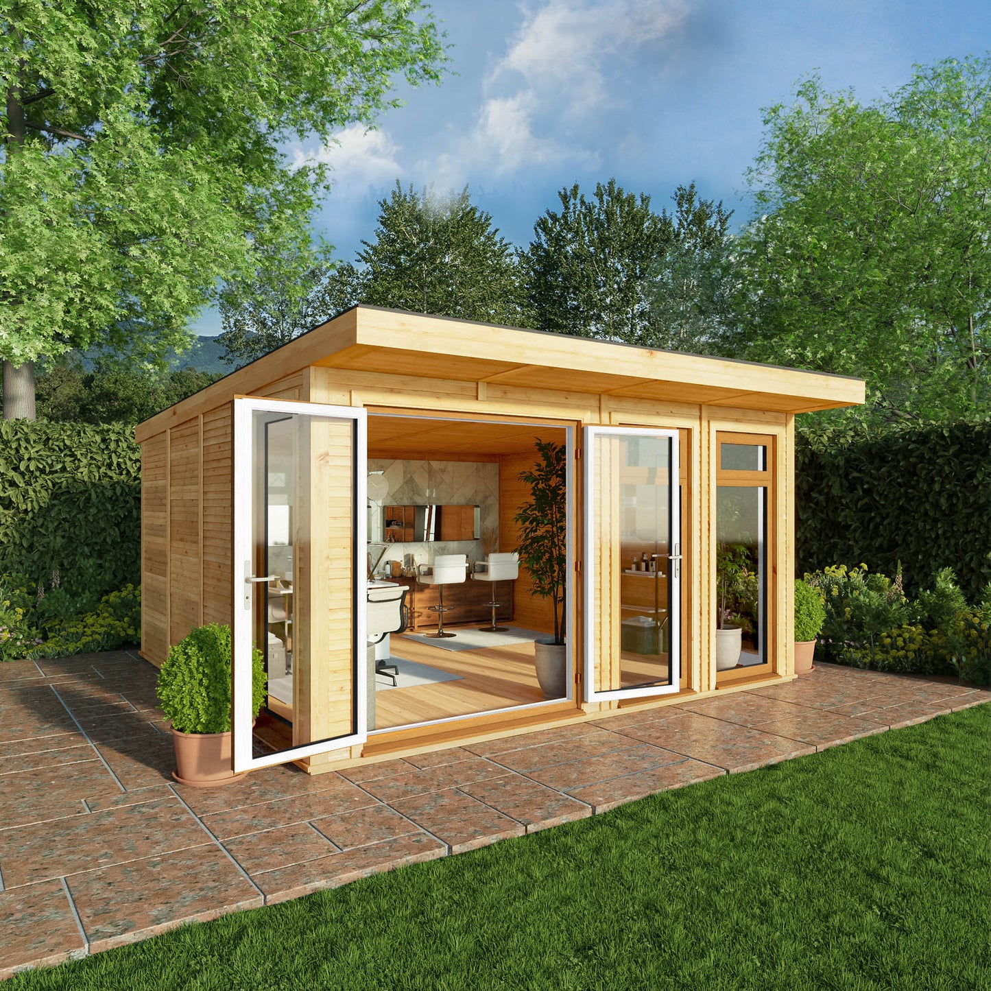 Mercia Sherwood Edwinstowe 4m x 4m Insulated Garden Room - (UPVC Windows & Doors) - Oak