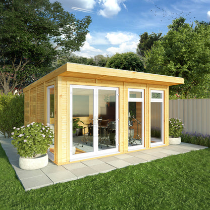 Mercia Sherwood Edwinstowe 4m x 4m Insulated Garden Room- (UPVC Windows & Doors) - White