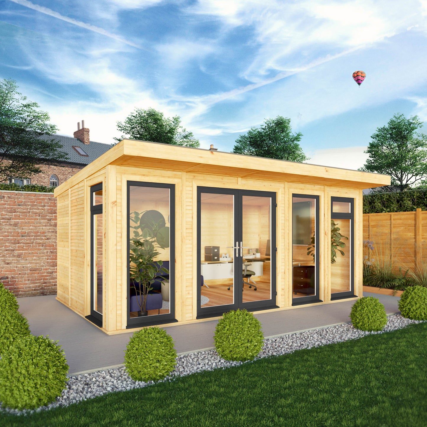 Mercia Sherwood Edwinstowe 5m x 3m Insulated Garden Room - (UPVC Windows & Doors) - Grey