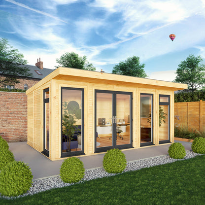 Mercia Sherwood Edwinstowe 5m x 3m Insulated Garden Room - (UPVC Windows & Doors) - Grey