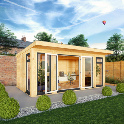 Mercia Sherwood Edwinstowe 5m x 3m Insulated Garden Room - (UPVC Windows & Doors) - Grey