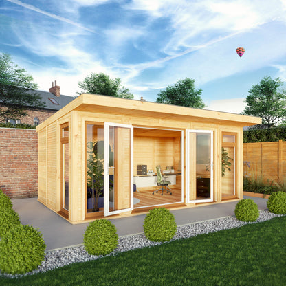 Mercia Sherwood Edwinstowe 5m x 3m Insulated Garden Room - (UPVC Windows & Doors) - Oak