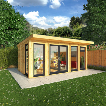 Mercia Sherwood Edwinstowe 5m x 3m Insulated Garden Room - (UPVC Windows & Doors) - Grey