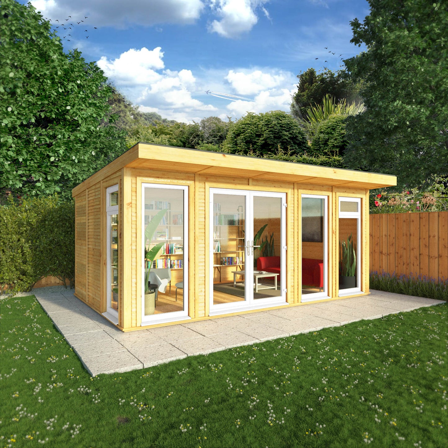 Mercia Sherwood Edwinstowe 5m x 3m Insulated Garden Room - (UPVC Windows & Doors) - White