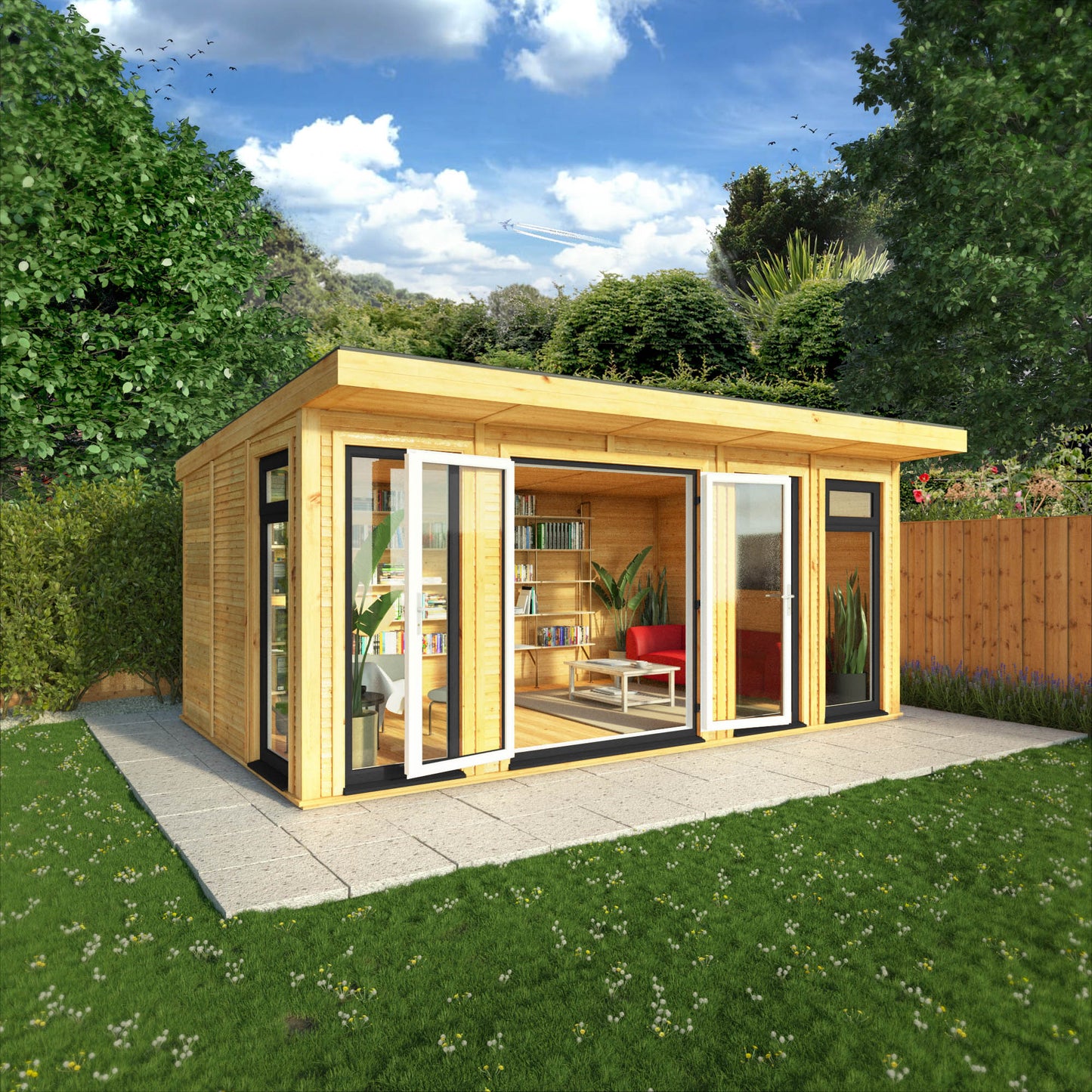 Mercia Sherwood Edwinstowe 5m x 3m Insulated Garden Room - (UPVC Windows & Doors) - Grey