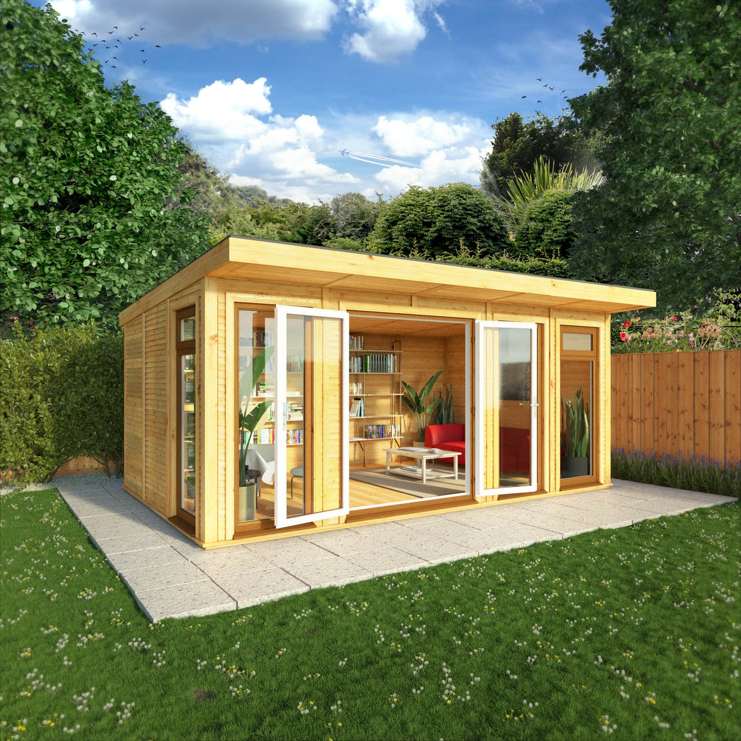 Mercia Sherwood Edwinstowe 5m x 3m Insulated Garden Room - (UPVC Windows & Doors) - Oak