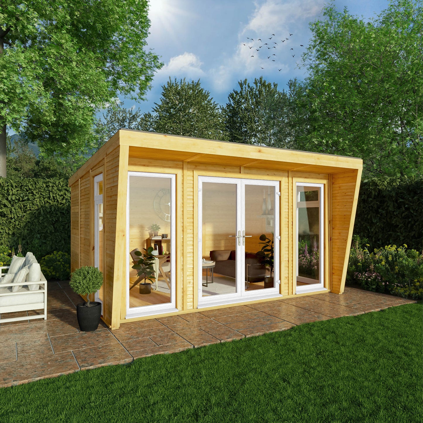 Mercia Sherwood Harlow 4m x 3m Insulated Garden Room - (UPVC Windows & Doors) - White