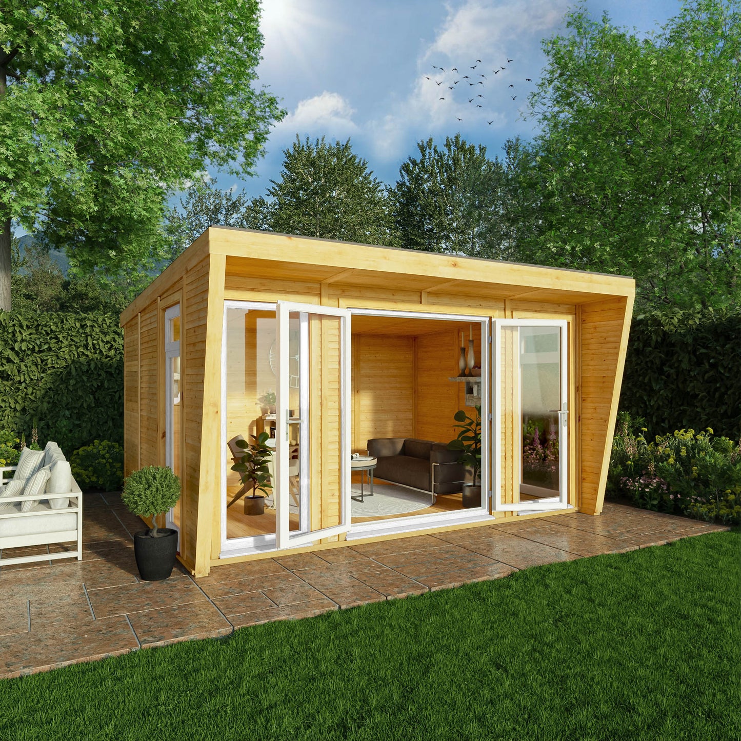 Mercia Sherwood Harlow 4m x 3m Insulated Garden Room - (UPVC Windows & Doors) - White