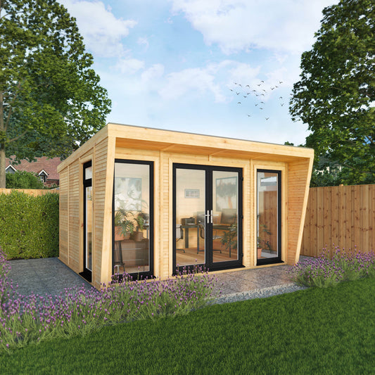 Mercia Sherwood Harlow 4m x 3m Insulated Garden Room - (UPVC Windows & Doors) - Grey