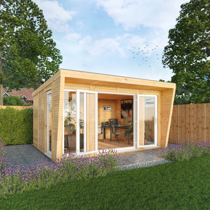 Mercia Sherwood Harlow 4m x 3m Insulated Garden Room - (UPVC Windows & Doors) - White