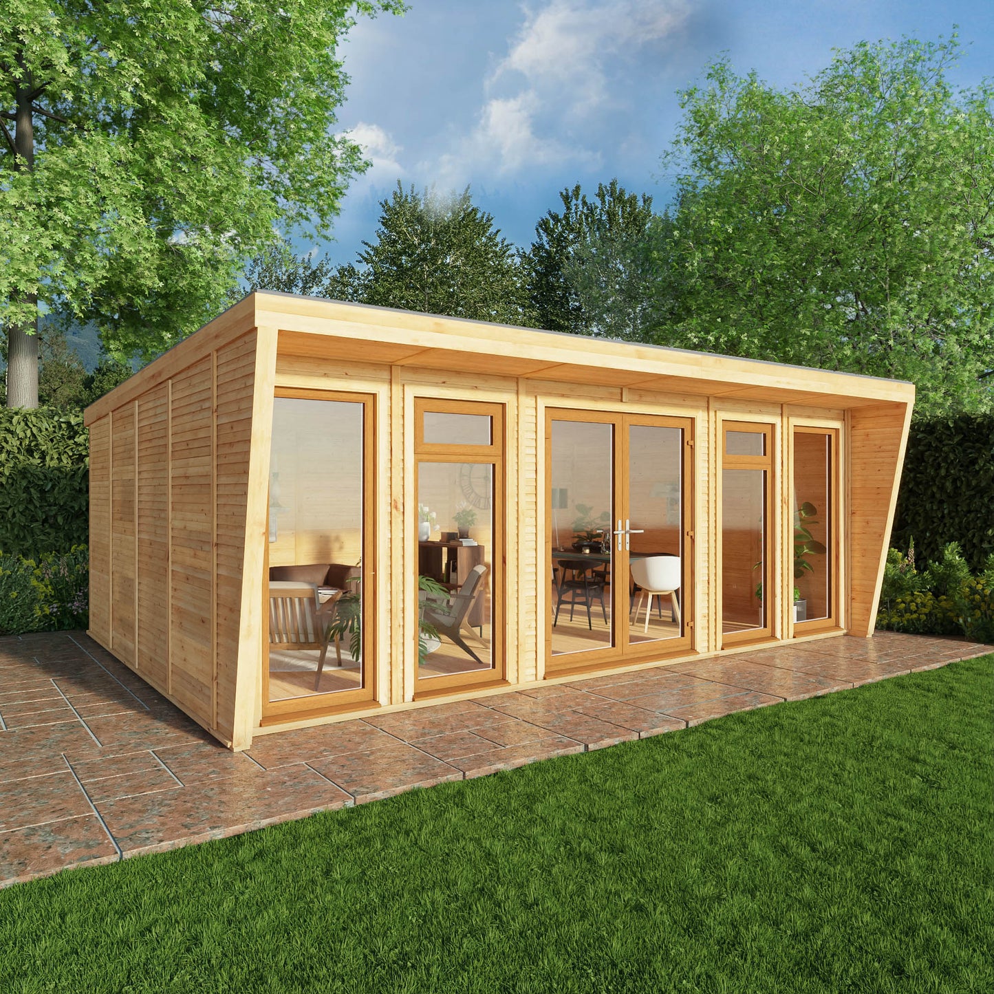 Mercia Sherwood Harlow 6m x 4m Insulated Garden Room - (UPVC Windows & Doors) - Oak