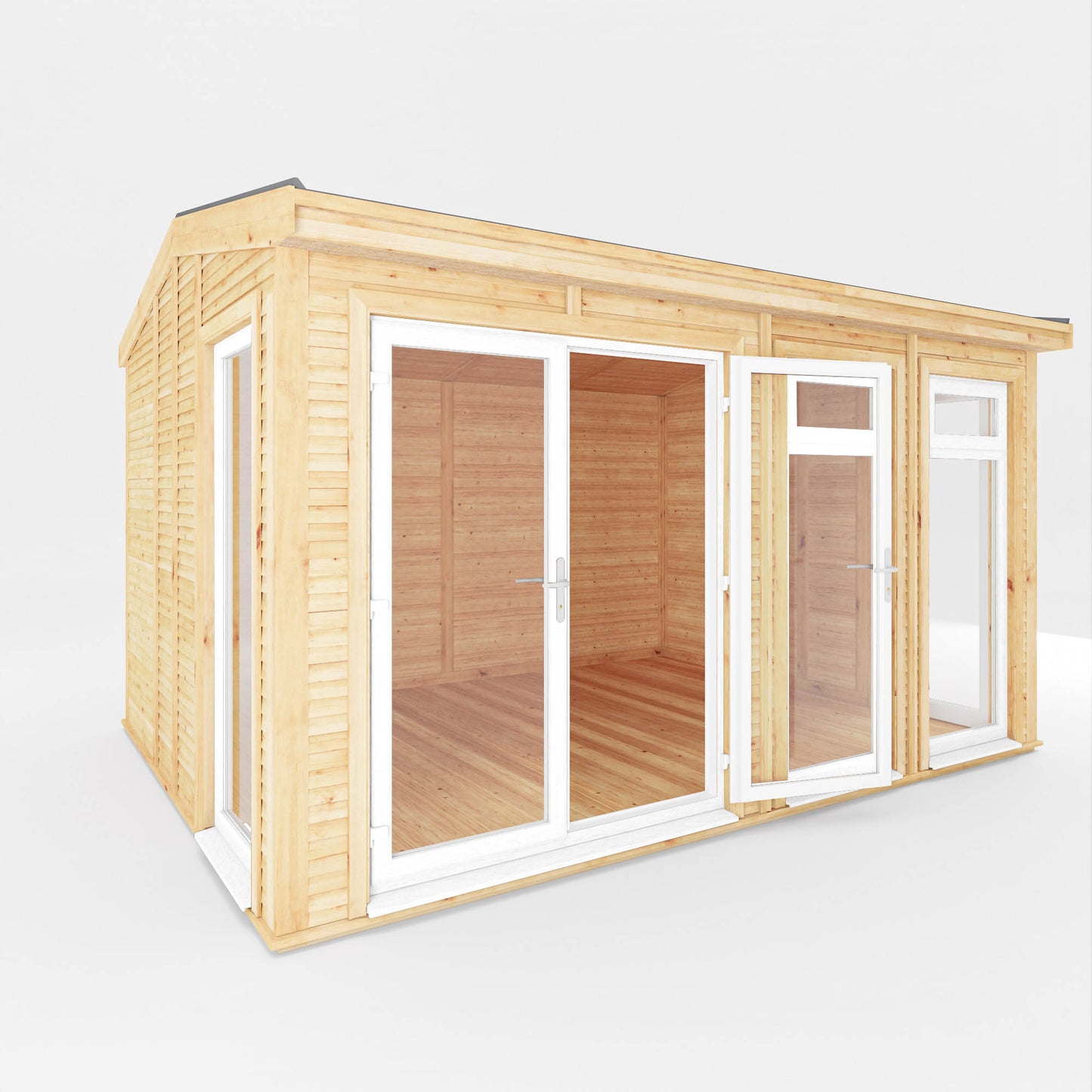 Mercia Sherwood Rufford 4m x 3m Insulated Garden Room - (UPVC Windows & Doors) - White