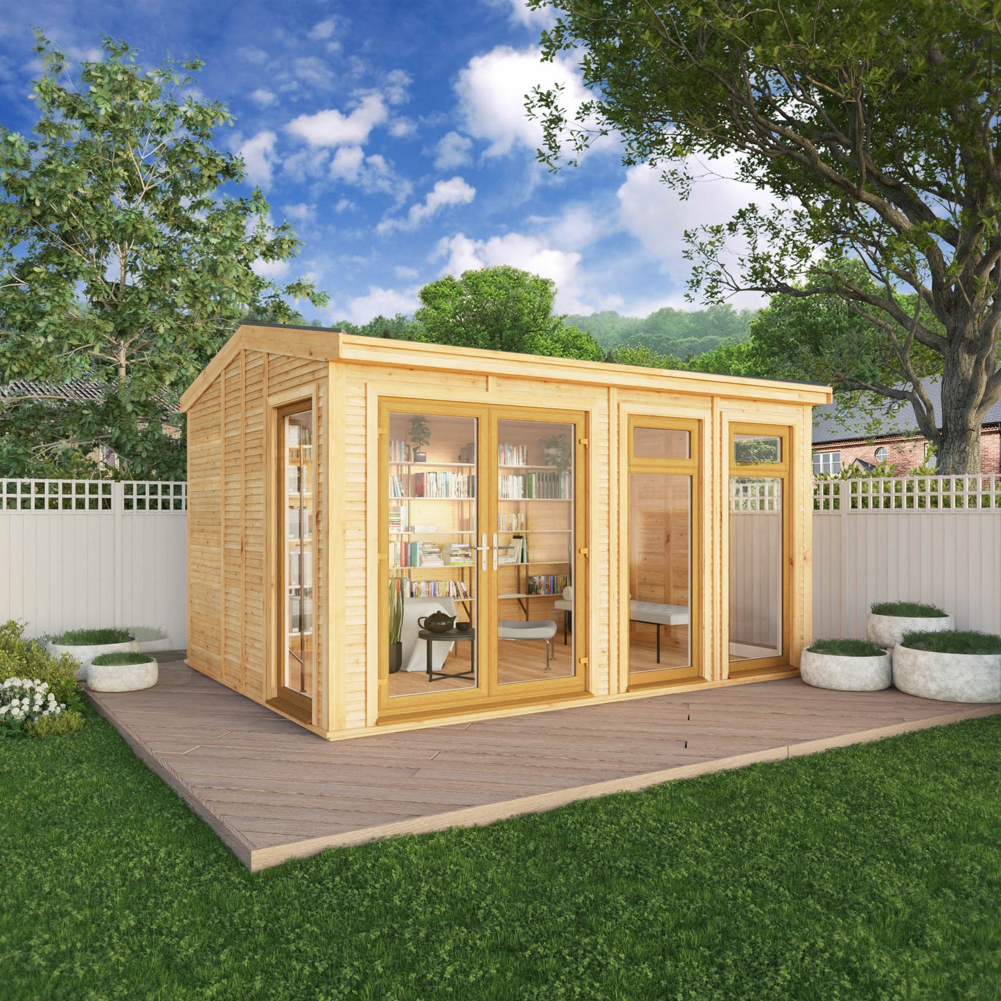 Mercia Sherwood Rufford 4m x 3m Insulated Garden Room - (UPVC Windows & Doors) - Oak