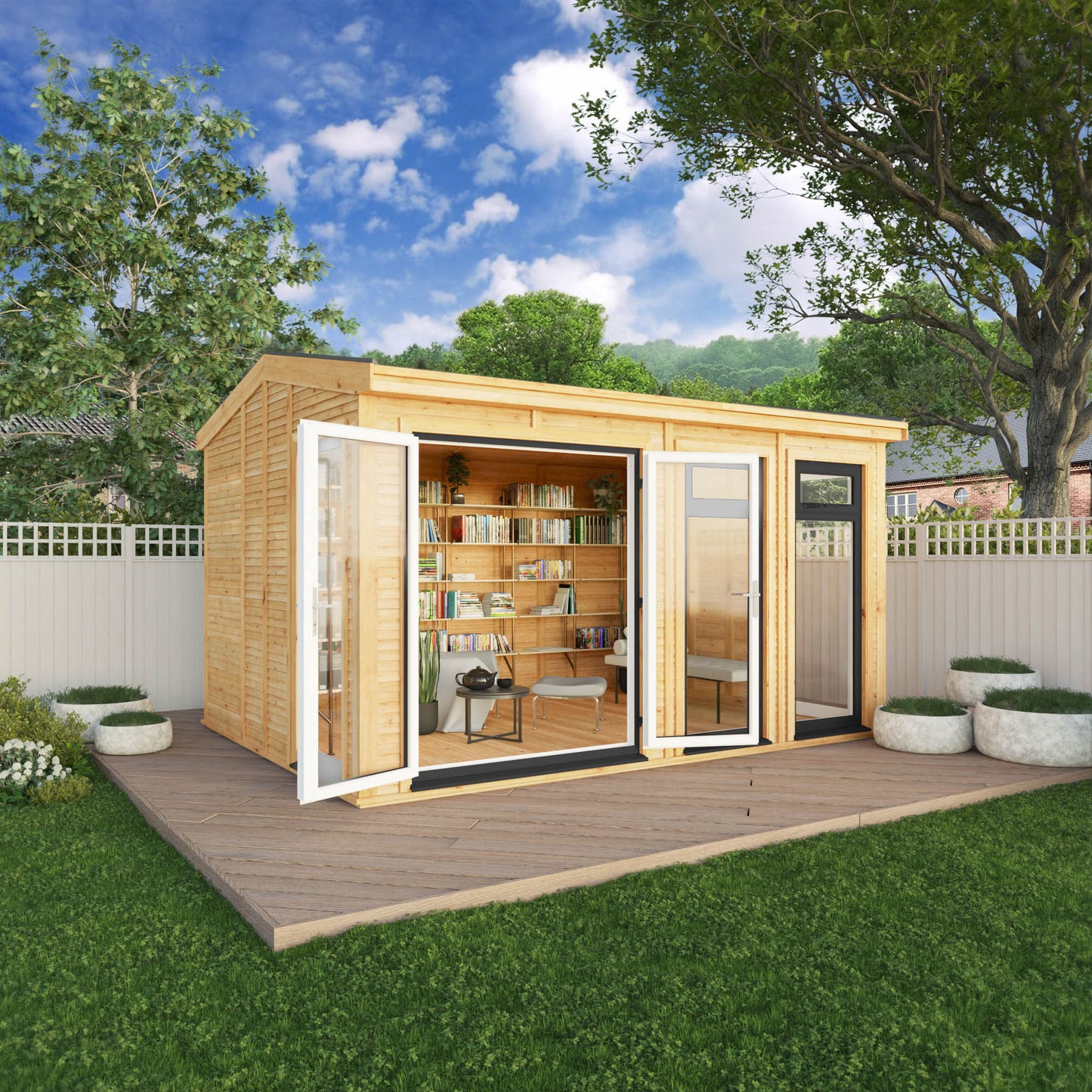 Mercia Sherwood Rufford 4m x 3m Insulated Garden Room - (UPVC Windows & Doors) - Grey