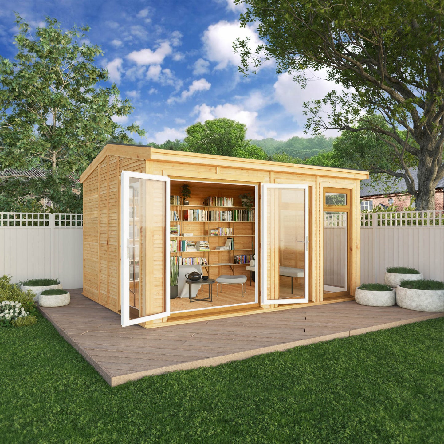 Mercia Sherwood Rufford 4m x 3m Insulated Garden Room - (UPVC Windows & Doors) - Oak