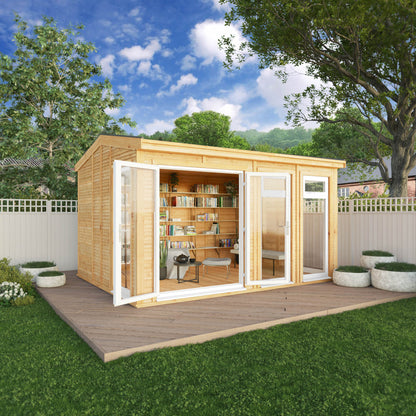 Mercia Sherwood Rufford 4m x 3m Insulated Garden Room - (UPVC Windows & Doors) - White