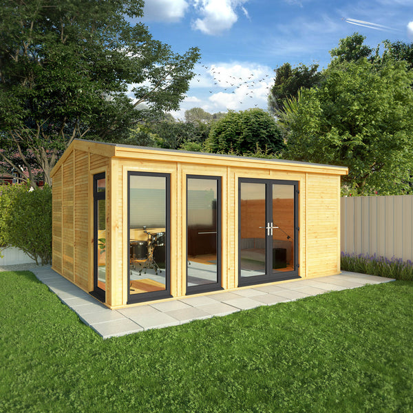 Mercia Sherwood Rufford 5mx3m Insulated Garden Room - (UPVC Windows & Doors) - Grey