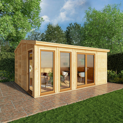 Mercia Sherwood Rufford 5m x 3m Insulated Garden Room - (UPVC Windows & Doors) - Oak