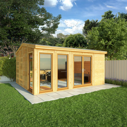 Mercia Sherwood Rufford 5m x 3m Insulated Garden Room - (UPVC Windows & Doors) - Oak