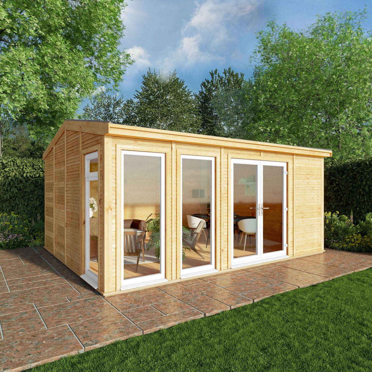 Mercia Sherwood Rufford 5m x 3m Insulated Garden Room - (UPVC Windows & Doors) - White