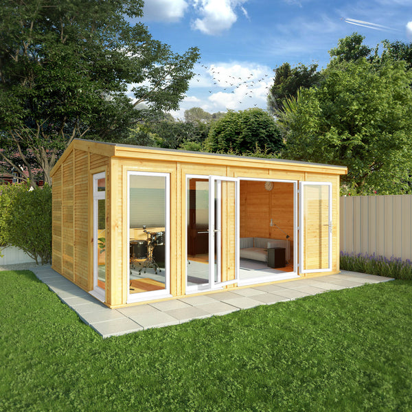 Mercia Sherwood Rufford 5mx3m Insulated Garden Room - (UPVC Windows & Doors) - White