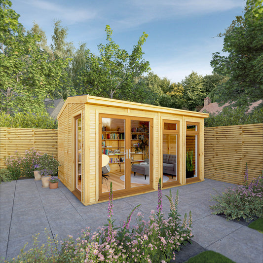 Mercia Sherwood Rufford 4m x 3m Insulated Garden Room - (UPVC Windows & Doors) - Oak