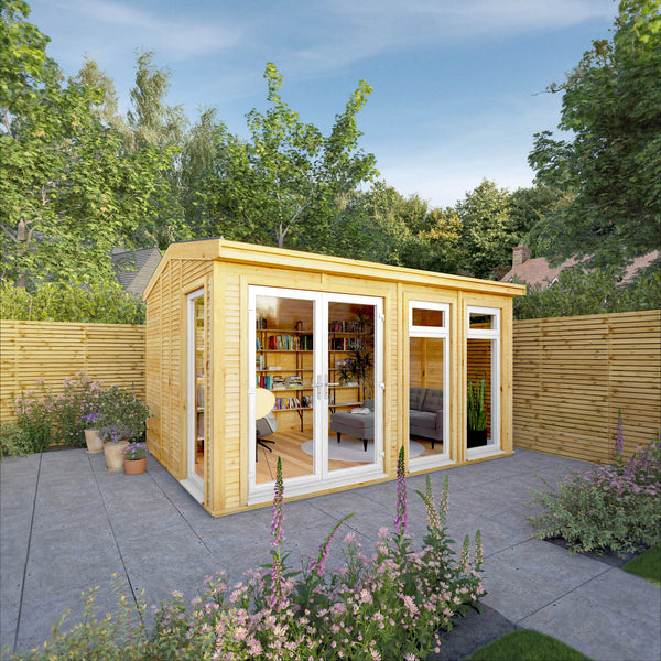 Mercia Sherwood Rufford 4mx3m Insulated Garden Room - (UPVC Windows & Doors) - White