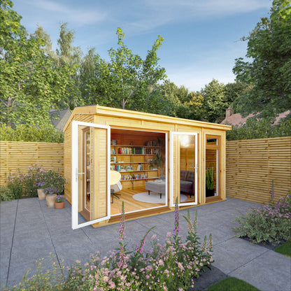 Mercia Sherwood Rufford 4m x 3m Insulated Garden Room - (UPVC Windows & Doors) - Oak